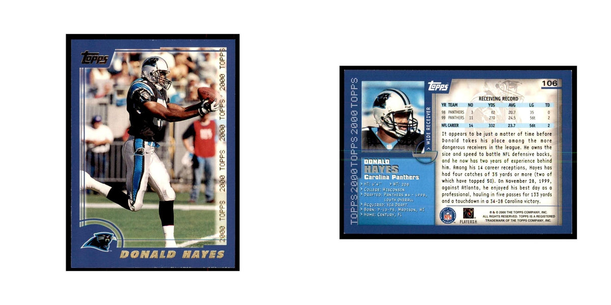 Donald Hayes 2000 Topps #106 Football Cards Football Card NM