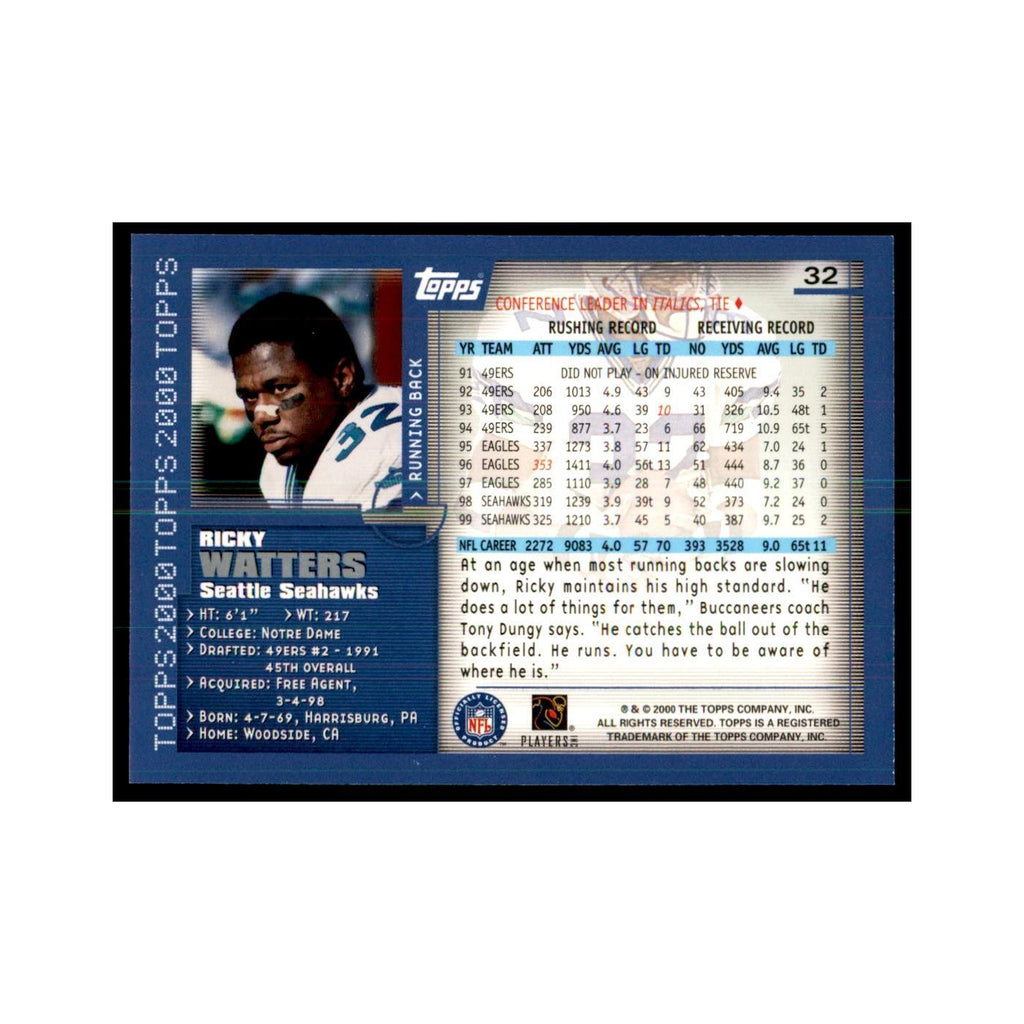 Ricky Watters 2000 Topps #32 Football Cards Football Card NM