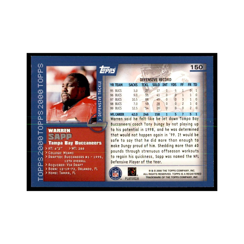 Warren Sapp 2000 Topps #150 Football Cards Football Card NM