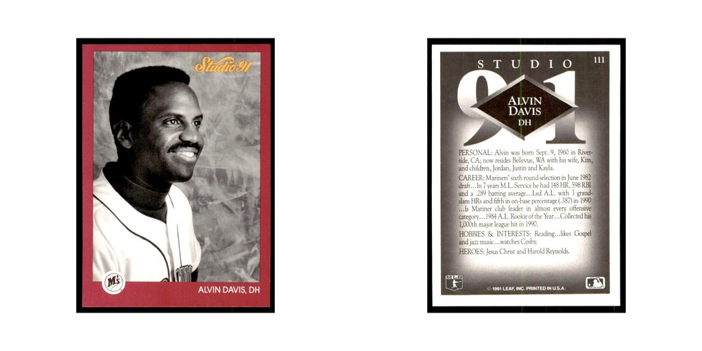 Alvin Davis 1991 Studio #111 Baseball Cards Baseball Card NM