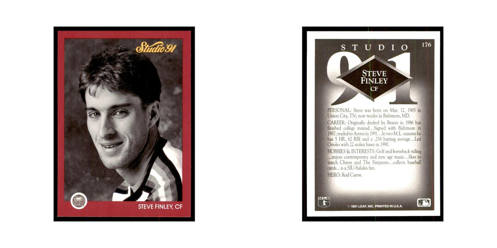 Steve Finley 1991 Studio #176 Baseball Cards Baseball Card NM
