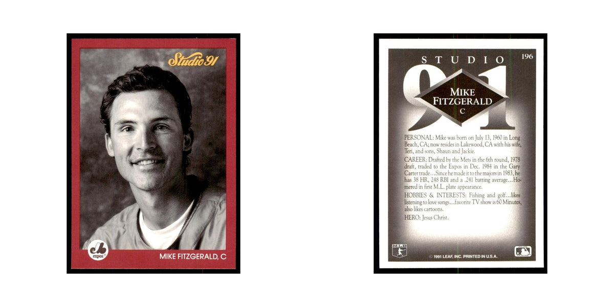 Mike Fitzgerald 1991 Studio #196 Baseball Cards Baseball Card NM