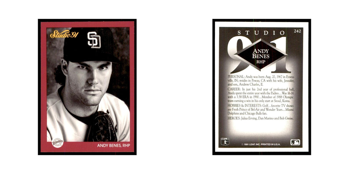 Andy Benes 1991 Studio #242 Baseball Cards Baseball Card NM
