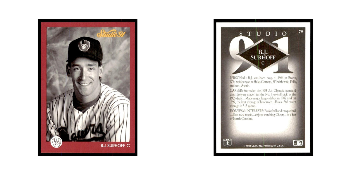 B.J. Surhoff 1991 Studio #78 Baseball Cards Baseball Card NM