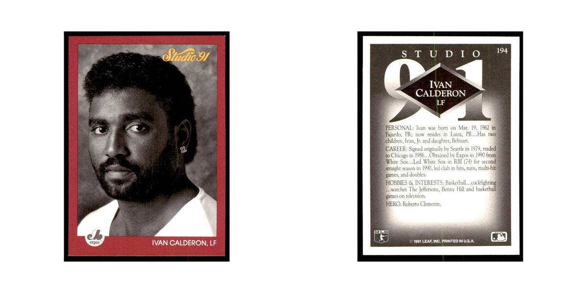 Ivan Calderon 1991 Studio #194 Baseball Cards Baseball Card NM