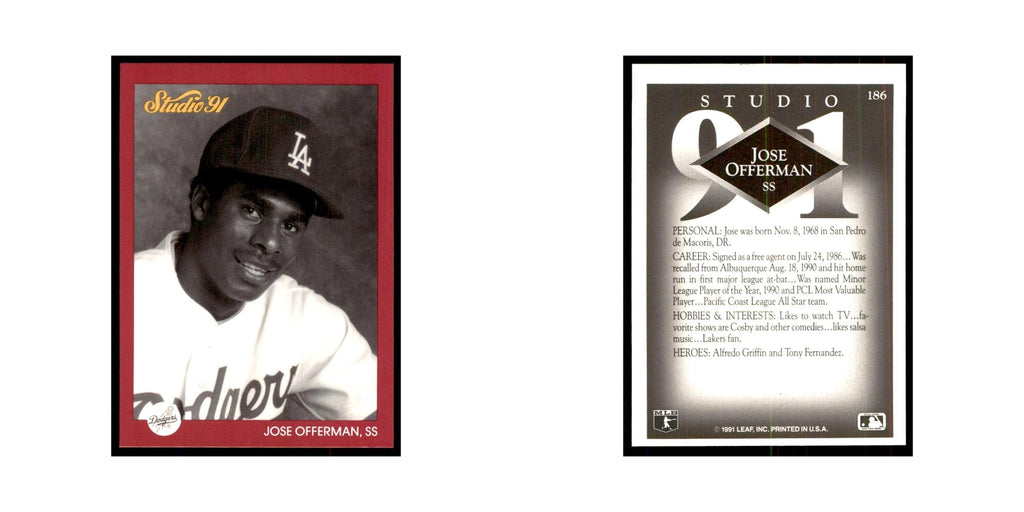 Jose Offerman 1991 Studio #186 Baseball Cards Baseball Card NM