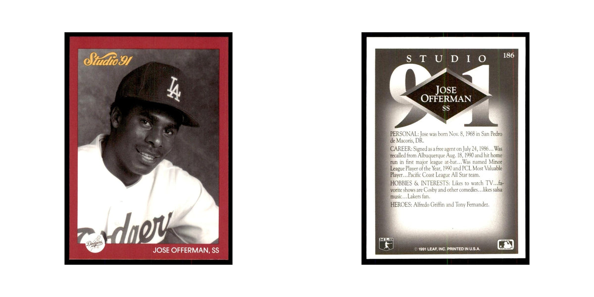 Jose Offerman 1991 Studio #186 Baseball Cards Baseball Card NM