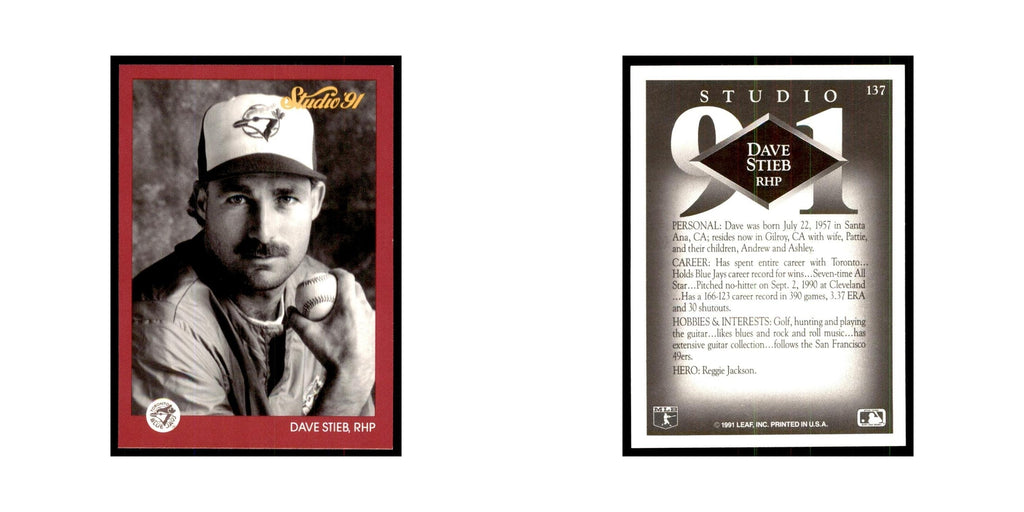 Dave Stieb 1991 Studio #137 Baseball Cards Baseball Card NM