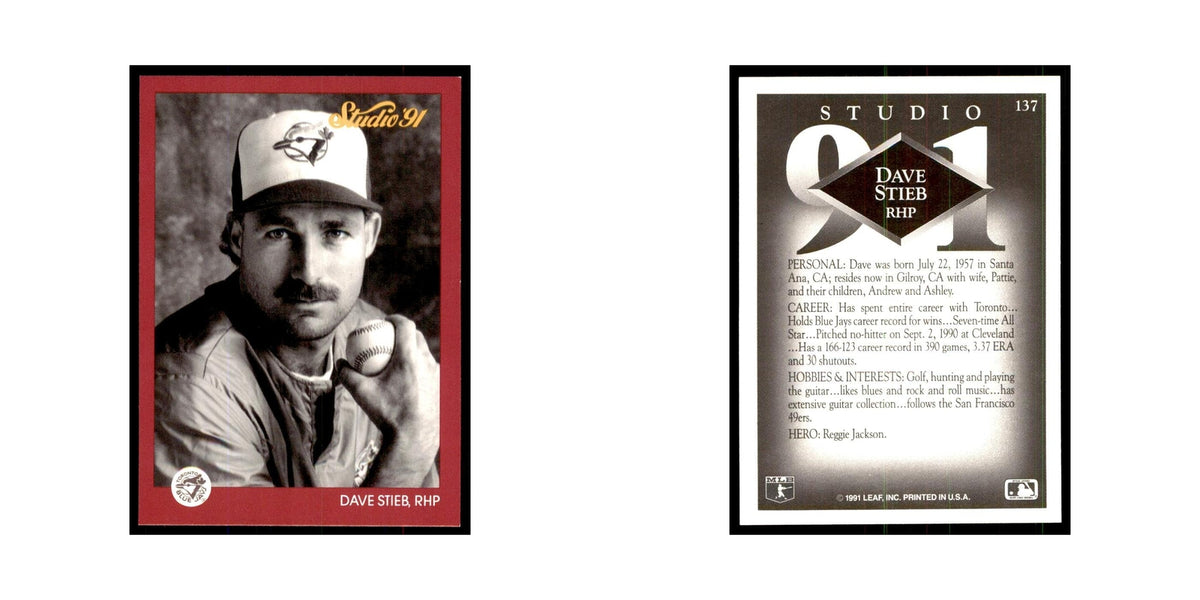 Dave Stieb 1991 Studio #137 Baseball Cards Baseball Card NM