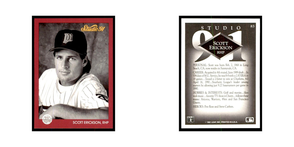 Scott Erickson 1991 Studio #83 Baseball Cards Baseball Card NM