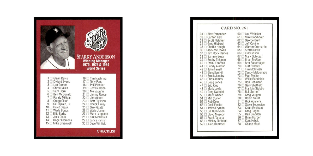 Sparky Anderson 1991 Studio #261 Baseball Cards Baseball Card NM