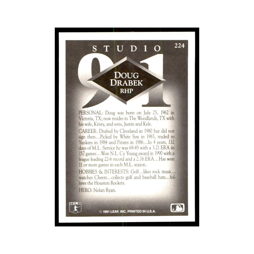 Doug Drabek 1991 Studio #224 Baseball Cards Baseball Card NM