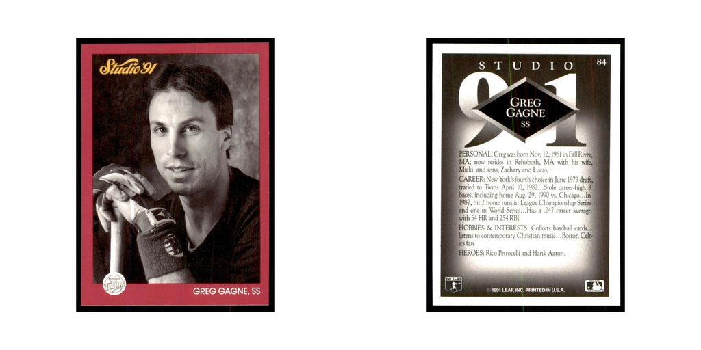 Greg Gagne 1991 Studio #84 Baseball Cards Baseball Card NM