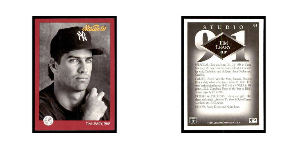Tim Leary 1991 Studio #95 Baseball Cards Baseball Card NM