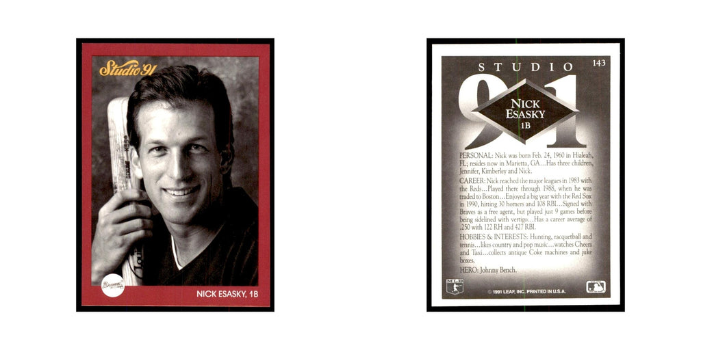 Nick Esasky 1991 Studio #143 Baseball Cards Baseball Card NM