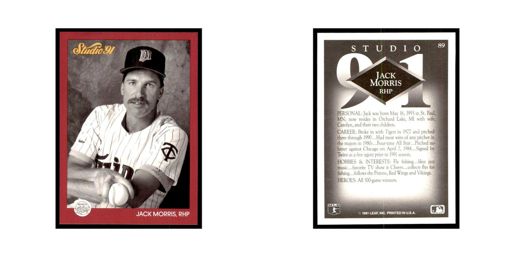 Jack Morris 1991 Studio #89 Baseball Cards Baseball Card NM