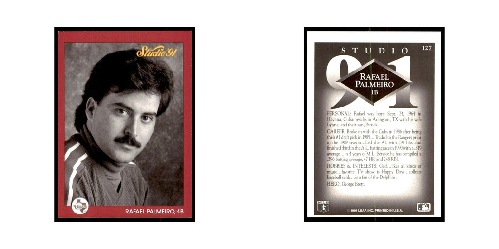 Rafael Palmeiro 1991 Studio #127 Baseball Cards Baseball Card NM