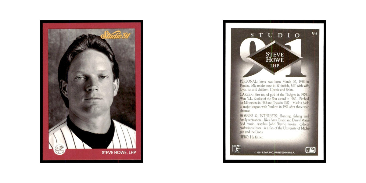 Steve Howe 1991 Studio #93 Baseball Cards Baseball Card NM