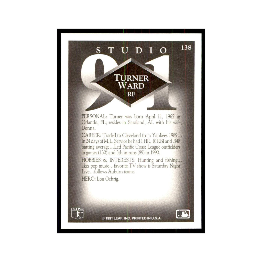 Turner Ward 1991 Studio #138 Baseball Cards Baseball Card NM