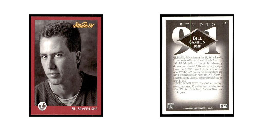 Bill Sampen 1991 Studio #199 Baseball Cards Baseball Card NM