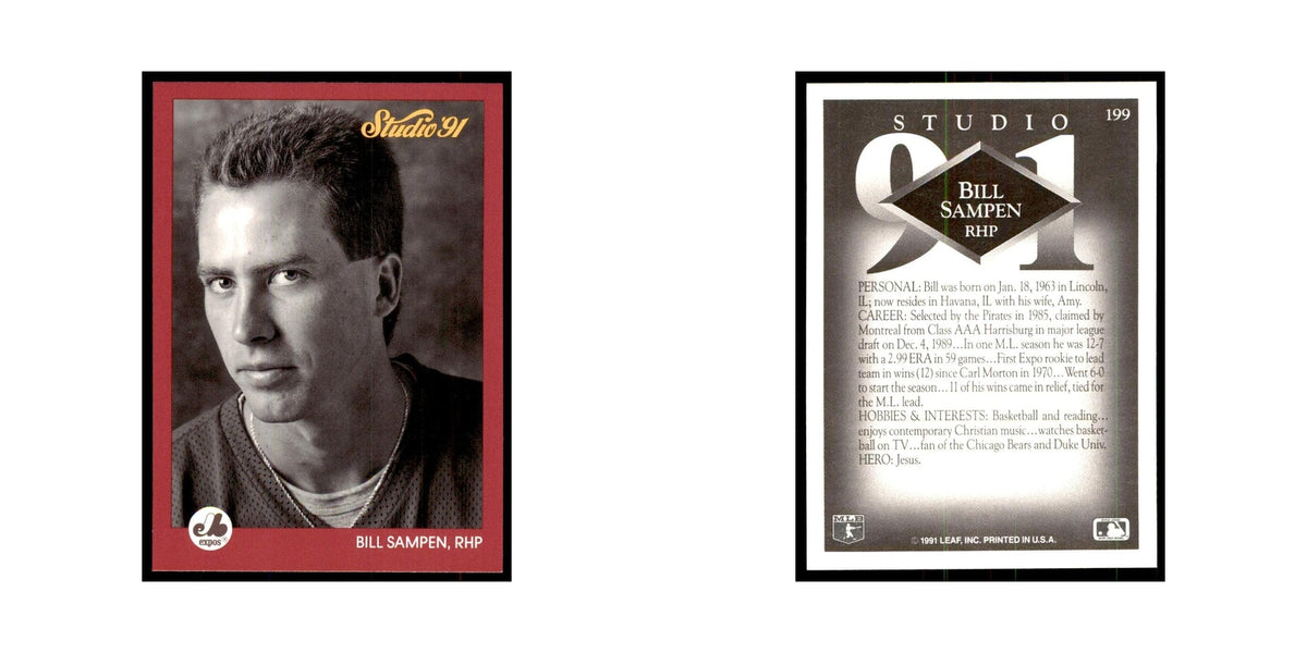 Bill Sampen 1991 Studio #199 Baseball Cards Baseball Card NM