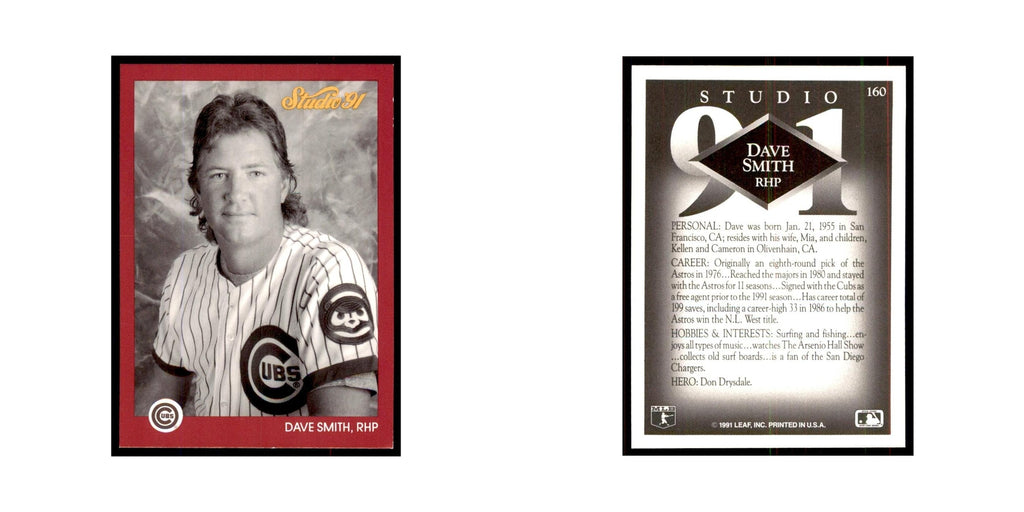 Dave Smith 1991 Studio #160 Baseball Cards Baseball Card NM