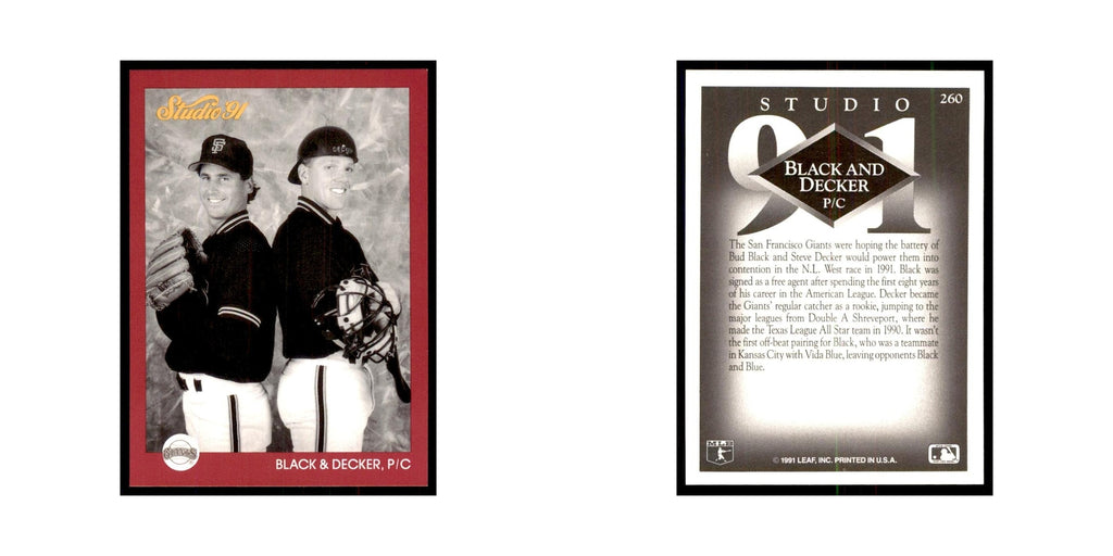 Bud Black Steve Decker 1991 Studio #260 Baseball Cards Baseball Card NM