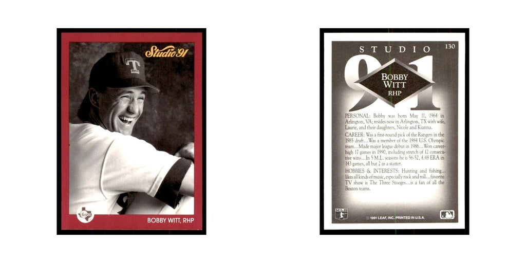 Bobby Witt 1991 Studio #130 Baseball Cards Baseball Card NM