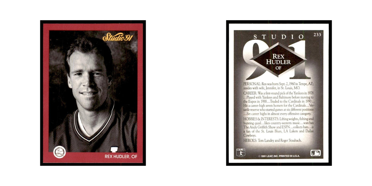 Rex Hudler 1991 Studio #233 Baseball Cards Baseball Card NM
