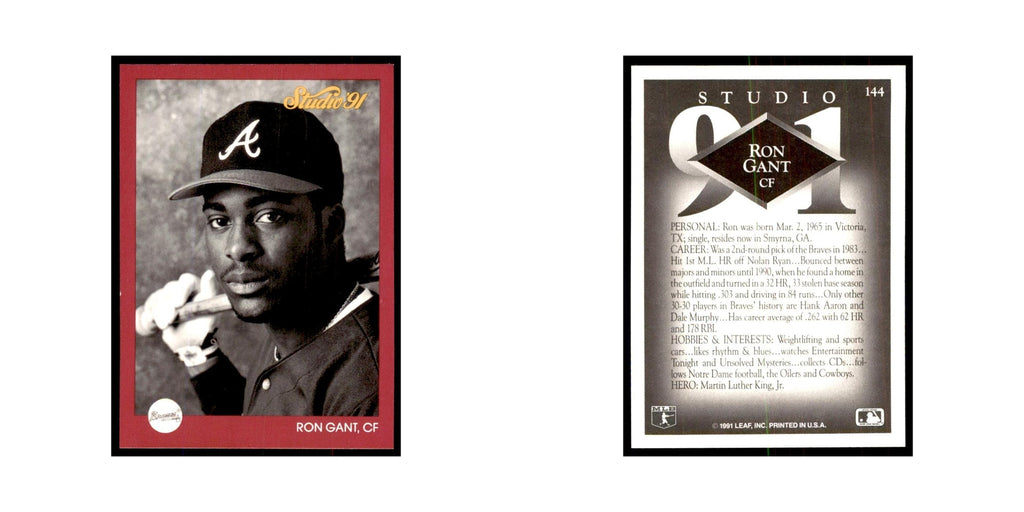 Ron Gant 1991 Studio #144 Baseball Cards Baseball Card NM