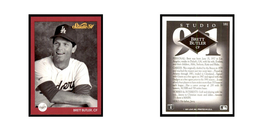 Brett Butler 1991 Studio #181 Baseball Cards Baseball Card NM