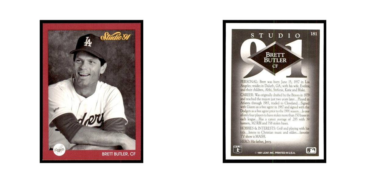 Brett Butler 1991 Studio #181 Baseball Cards Baseball Card NM