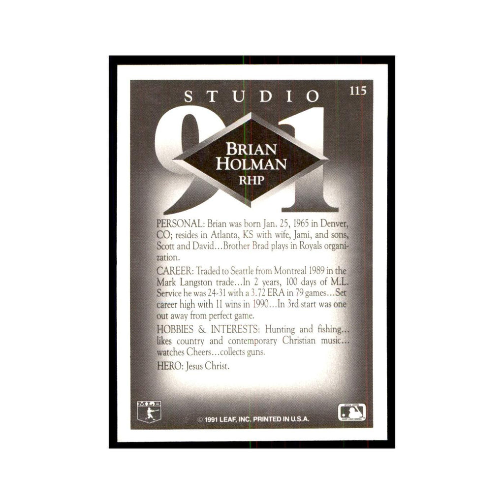 Brian Holman 1991 Studio #115 Baseball Cards Baseball Card NM