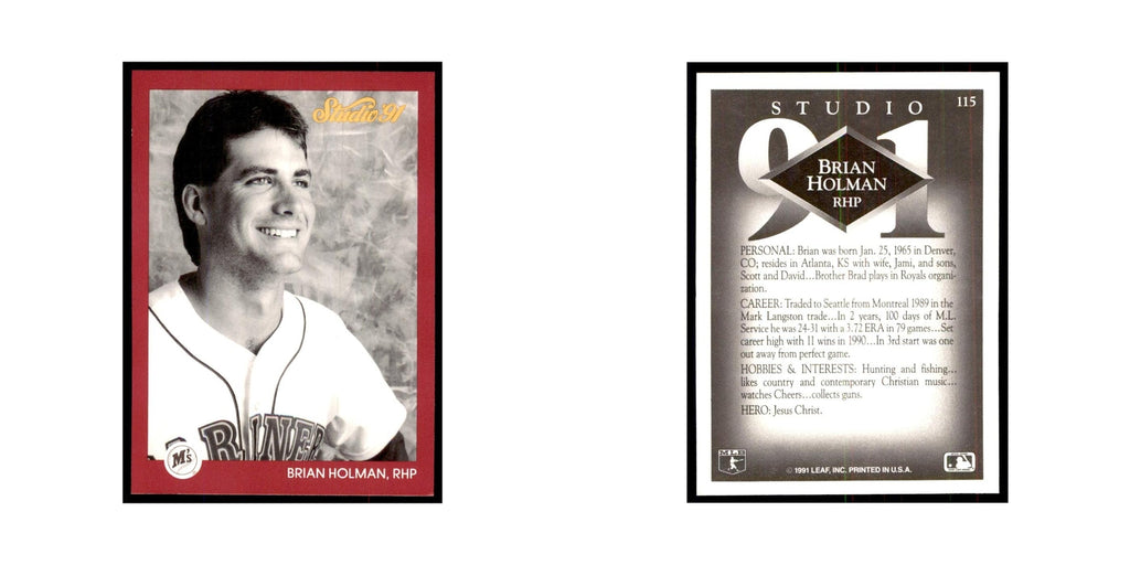 Brian Holman 1991 Studio #115 Baseball Cards Baseball Card NM