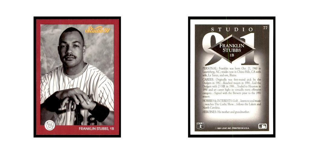 Franklin Stubbs 1991 Studio #77 Baseball Cards Baseball Card NM