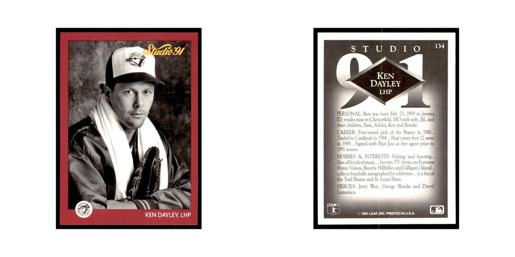 Ken Dayley 1991 Studio #134 Baseball Cards Baseball Card NM