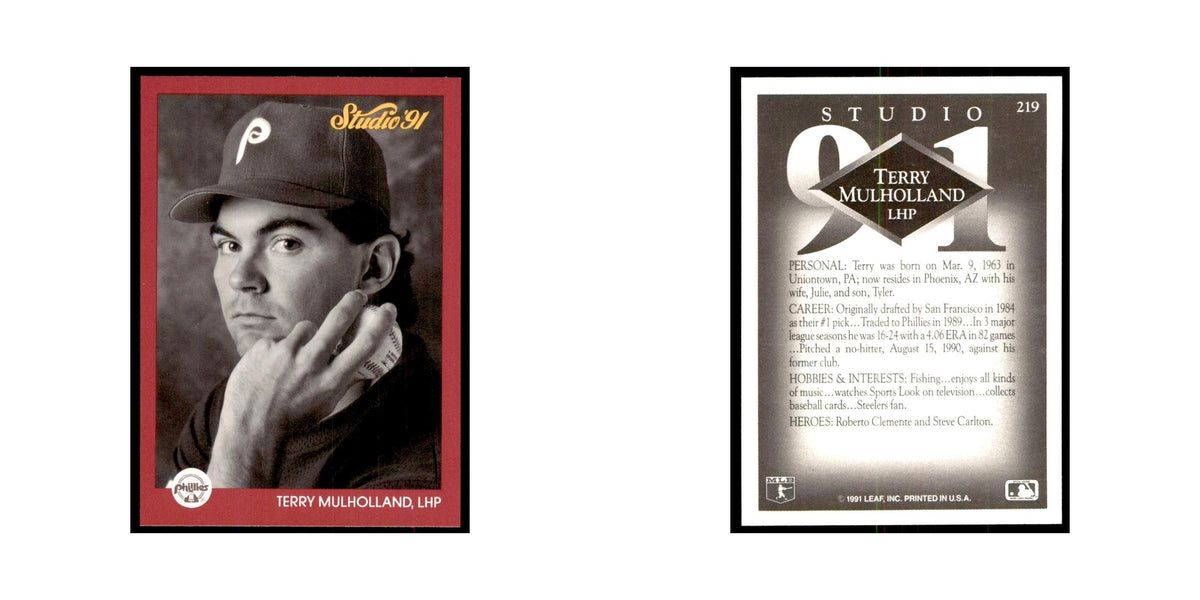 Terry Mulholland 1991 Studio #219 Baseball Cards Baseball Card NM