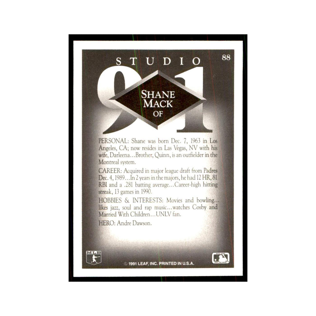 Shane Mack 1991 Studio #88 Baseball Cards Baseball Card NM