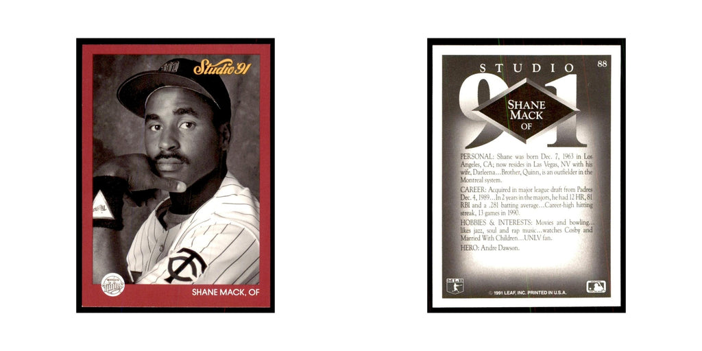 Shane Mack 1991 Studio #88 Baseball Cards Baseball Card NM
