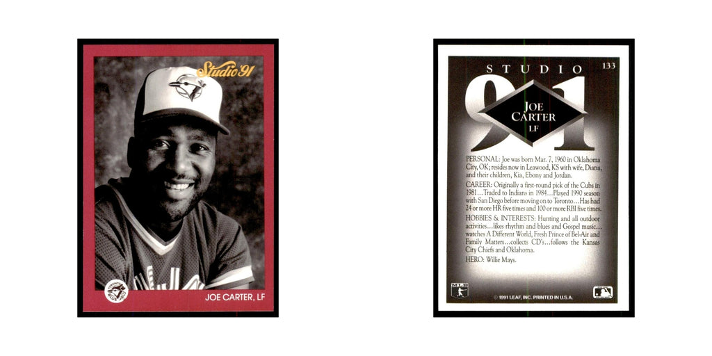 Joe Carter 1991 Studio #133 Baseball Cards Baseball Card NM