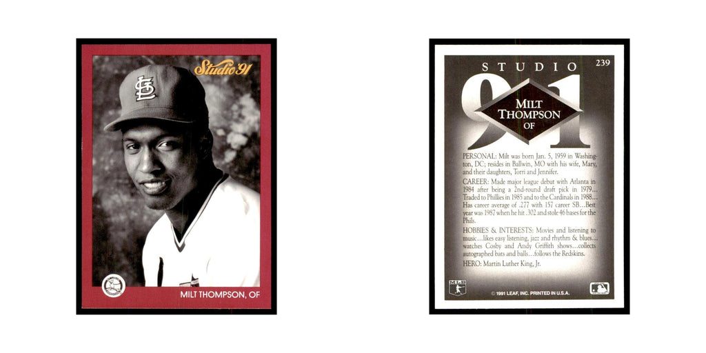 Milt Thompson 1991 Studio #239 Baseball Cards Baseball Card NM