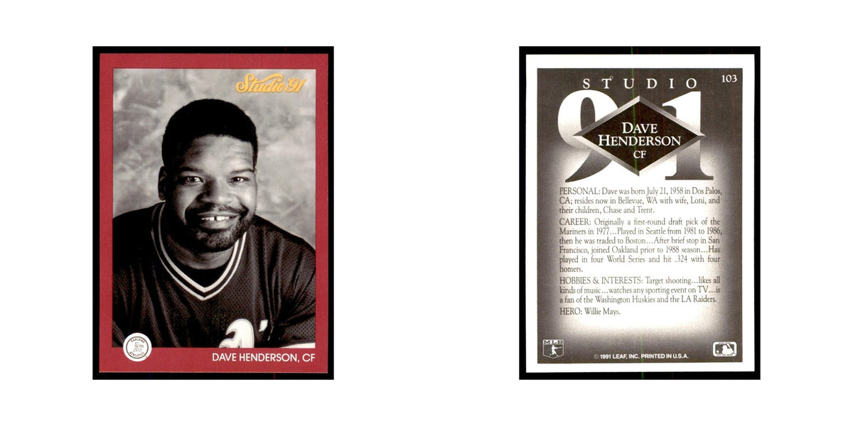 Dave Henderson 1991 Studio #103 Baseball Cards Baseball Card NM