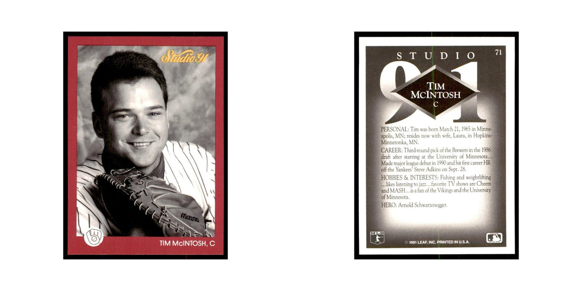 Tim McIntosh 1991 Studio #71 Baseball Cards Baseball Card NM