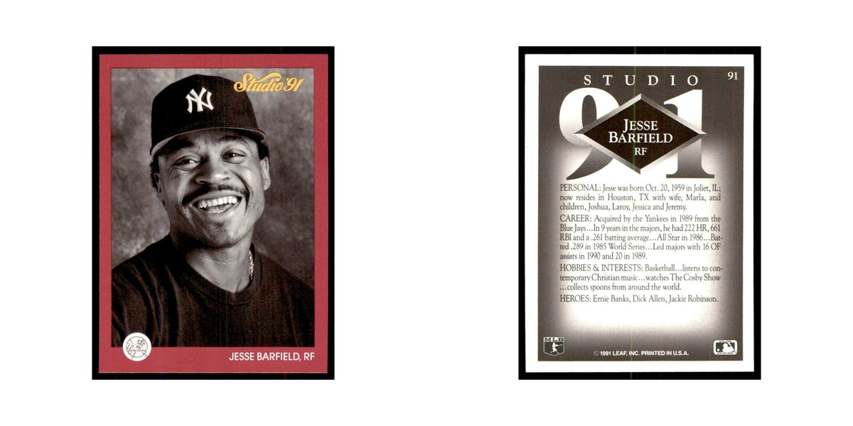 Jesse Barfield 1991 Studio #91 Baseball Cards Baseball Card NM