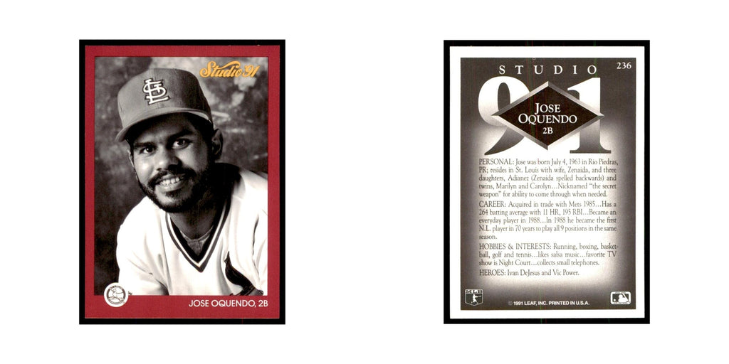 Jose Oquendo 1991 Studio #236 Baseball Cards Baseball Card NM
