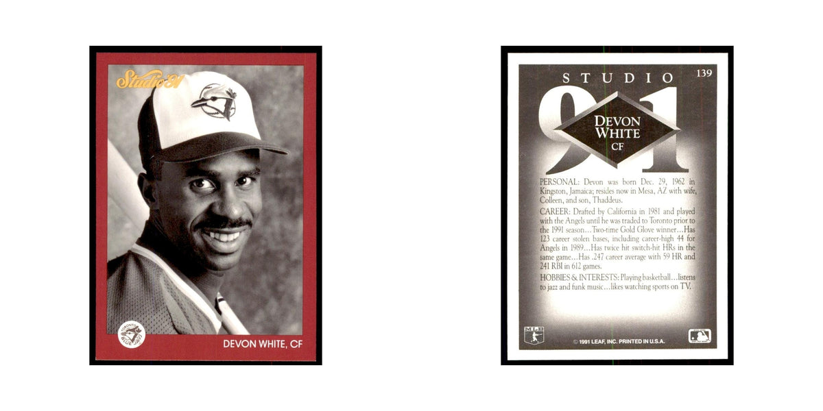 Devon White 1991 Studio #139 Baseball Cards Baseball Card NM