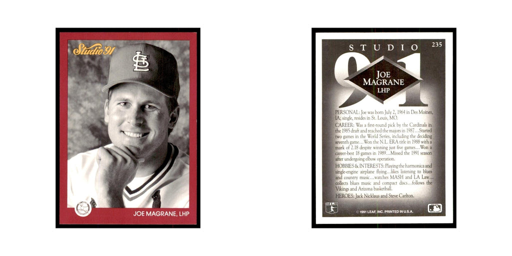 Joe Magrane 1991 Studio #235 Baseball Cards Baseball Card NM
