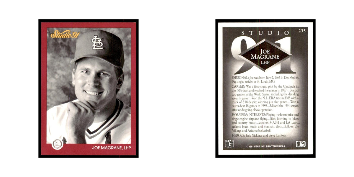Joe Magrane 1991 Studio #235 Baseball Cards Baseball Card NM