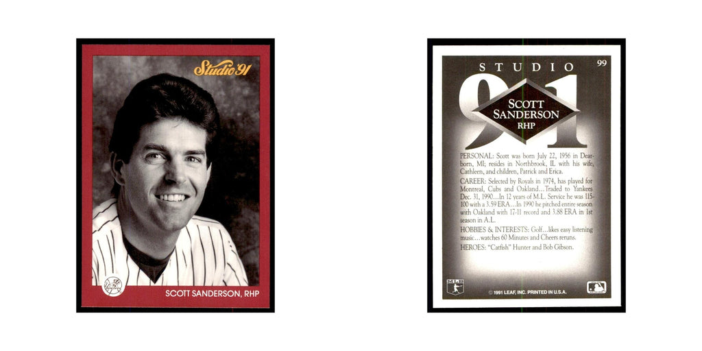 Scott Sanderson 1991 Studio #99 Baseball Cards Baseball Card NM
