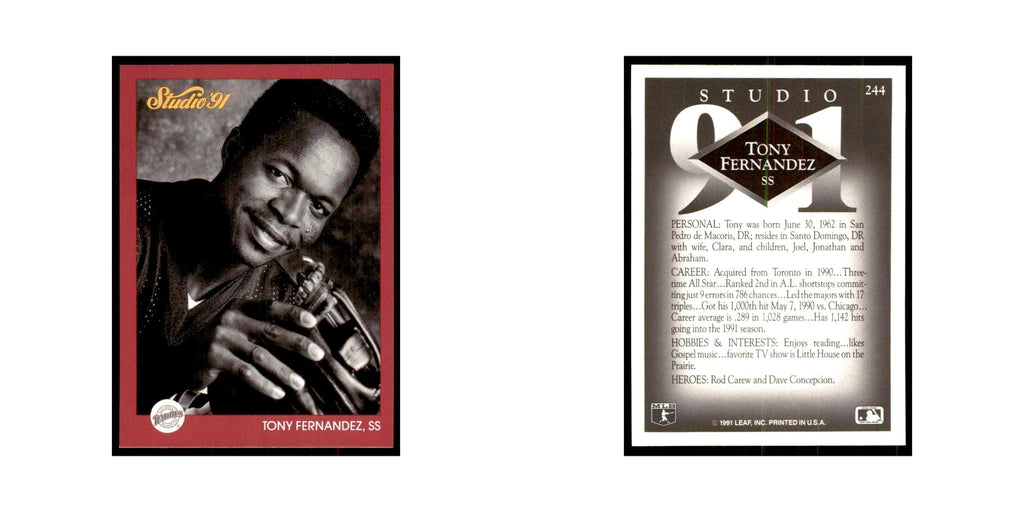 Tony Fernandez 1991 Studio #244 Baseball Cards Baseball Card NM